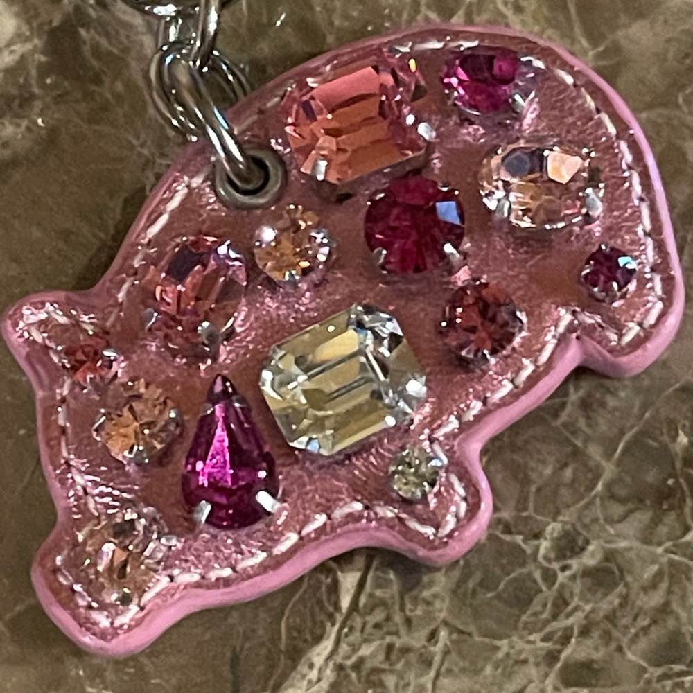 COACH HTF Crystal Gem-Studded Pink Pig Bag Charm Key Fob - Picture 4 of 17